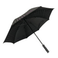 Black nylon 23 inch manual open rubber coated handle umbrella with logo prints for travel